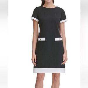 Tommy Hilfiger Black Shift Dress with White Trim